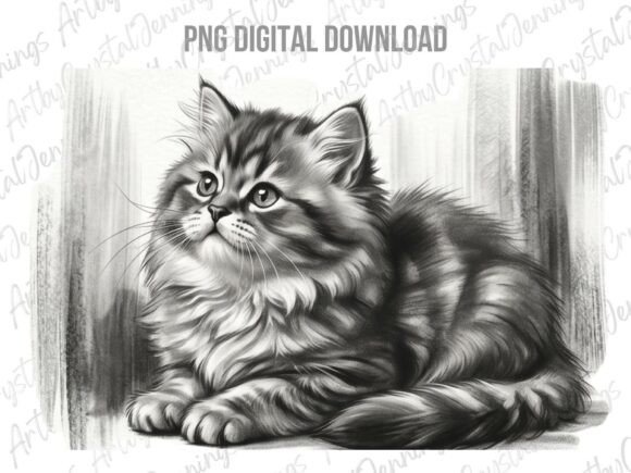 Download Fluffy Tabby Cat Sketch Clipart PNG - Sketch Collection