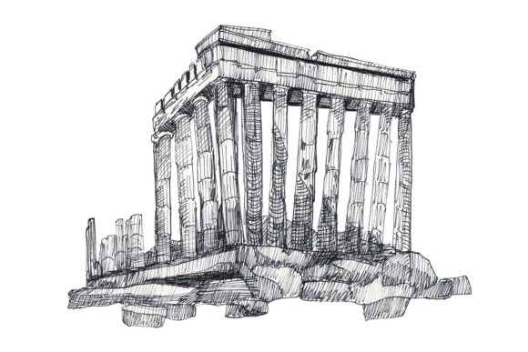 Download Greece Parthenon - Ink Hand-Drawn Sketch - Sketch Collection