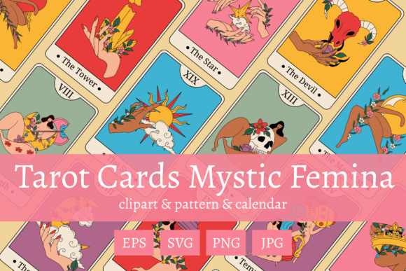 Download Feminine Tarot Cards – Mystic Clipart - Card Collection