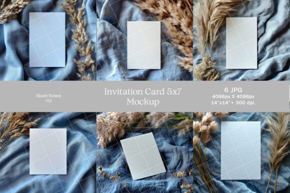 Download 5x7 Invitation Card Mockup Blue Wedding - Card Collection