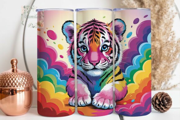 Download Rainbow Baby Tiger Art 20oz Tumbler Wrap - Premium Resources