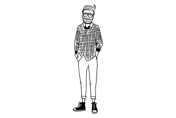 Download Hipster Fashion Sketch. Yound Stylish Ma - Sketch Collection